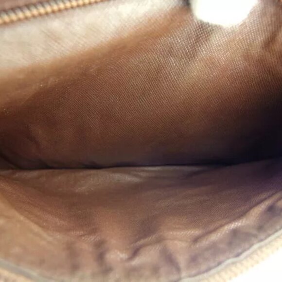 BURBERRY Clutch Bag Check Khaki Canvas x Leather Authentic Used - Picture 7 of 8